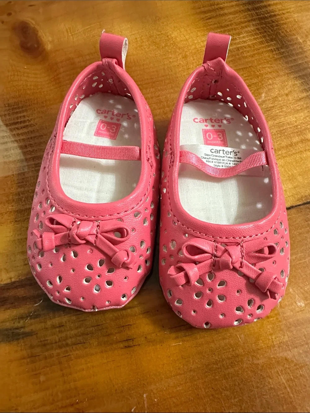 Carter's Pink Bow Cutout Baby Mary Jane Shoes